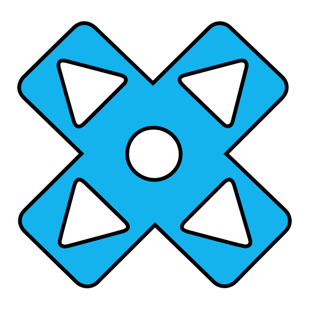 an 'x' shaped directional pad as part of the Pittsburgh Gaming Expo Logo